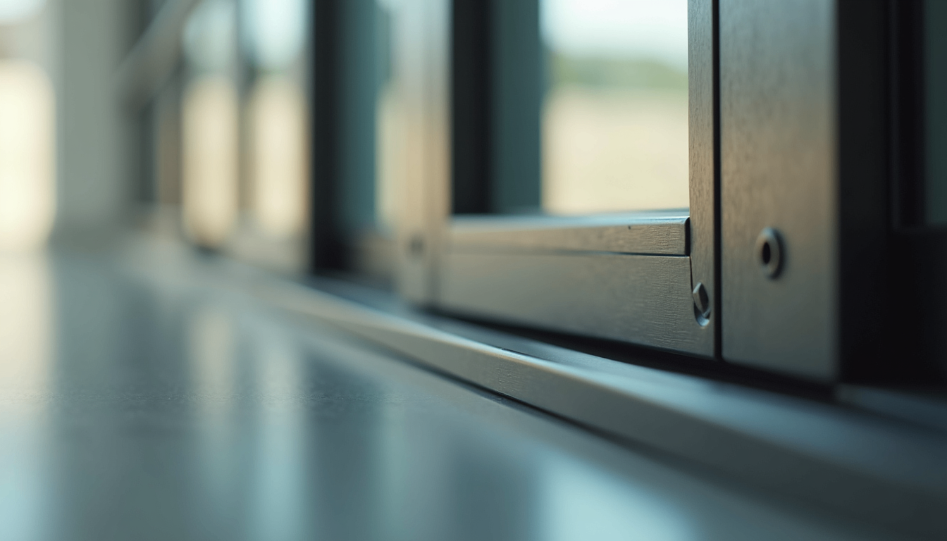 Technician inspecting modern bifold door tracks