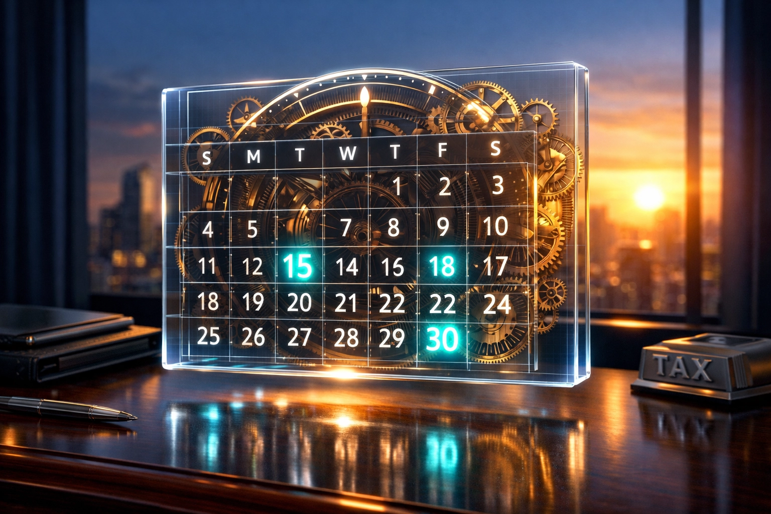 Digital calendar highlighting business tax filing deadlines for 2027 and future inflation adjustments for small businesses.