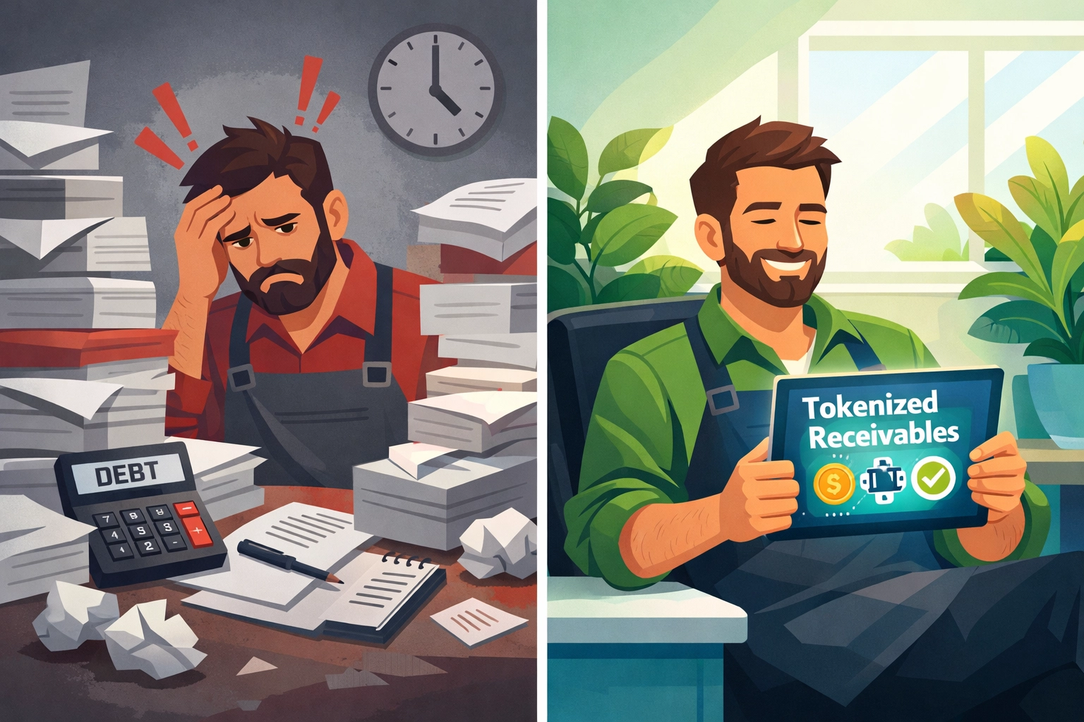 Merchant comparison: traditional paper invoices versus tokenized receivables on Larecoin