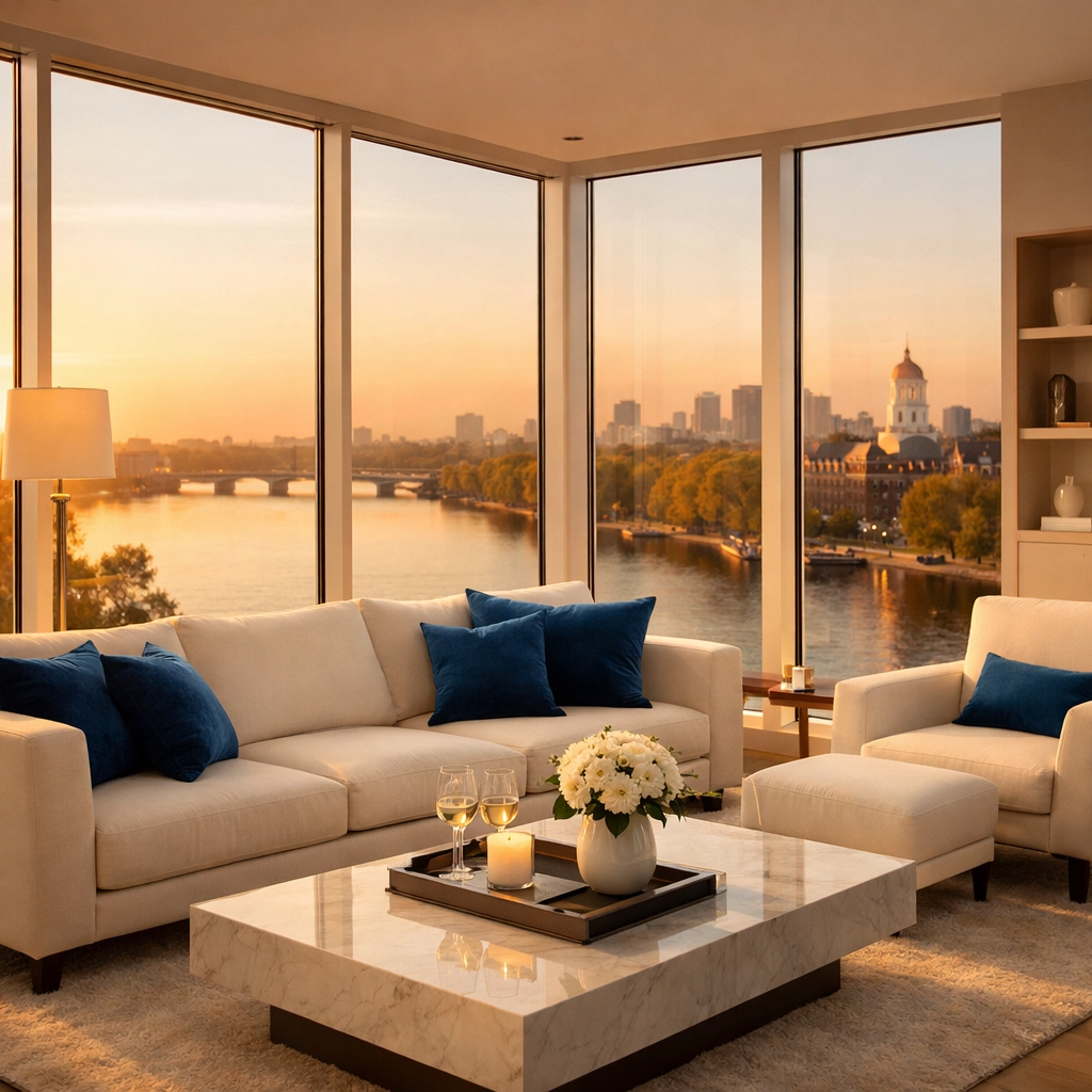 Clean Cambridge penthouse interior highlighting the work of professional cleaners MA.