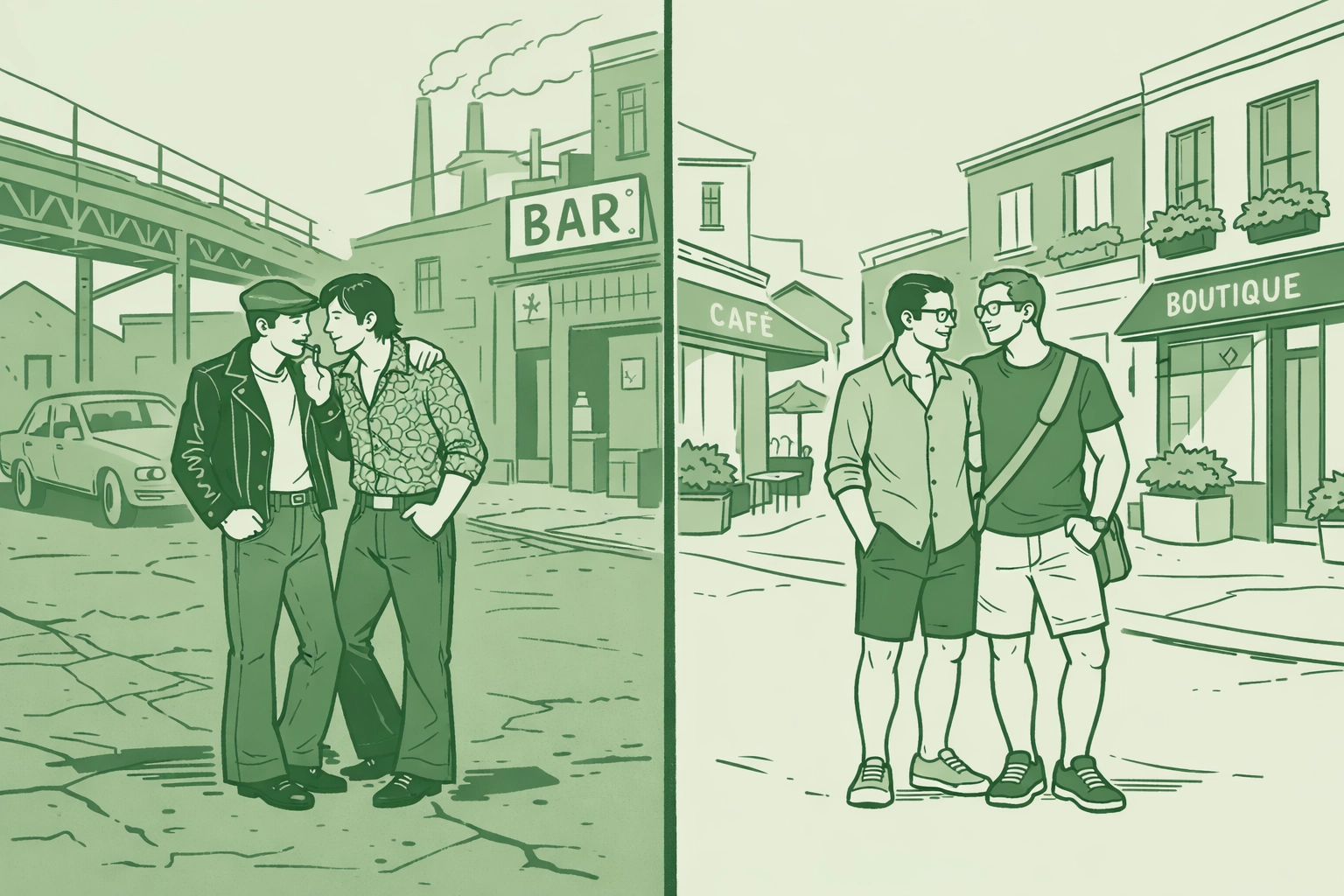 Meatpacking District transformation from 1970s gay club scene to modern gentrified neighborhood