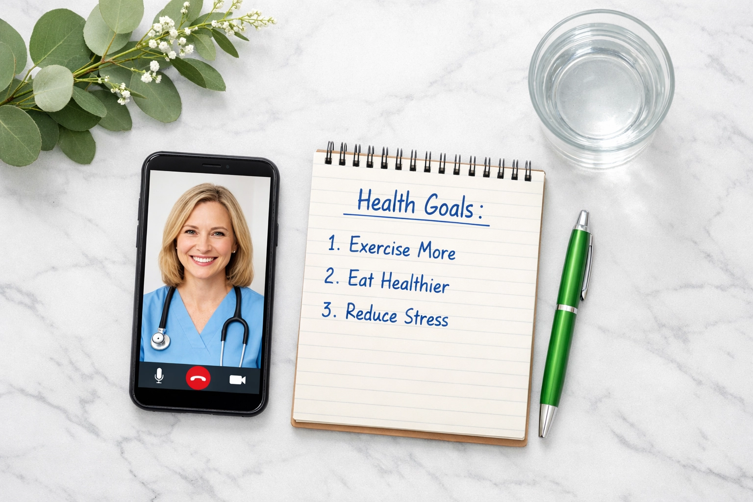 Virtual telehealth consultation on smartphone with healthcare provider for weight loss treatment