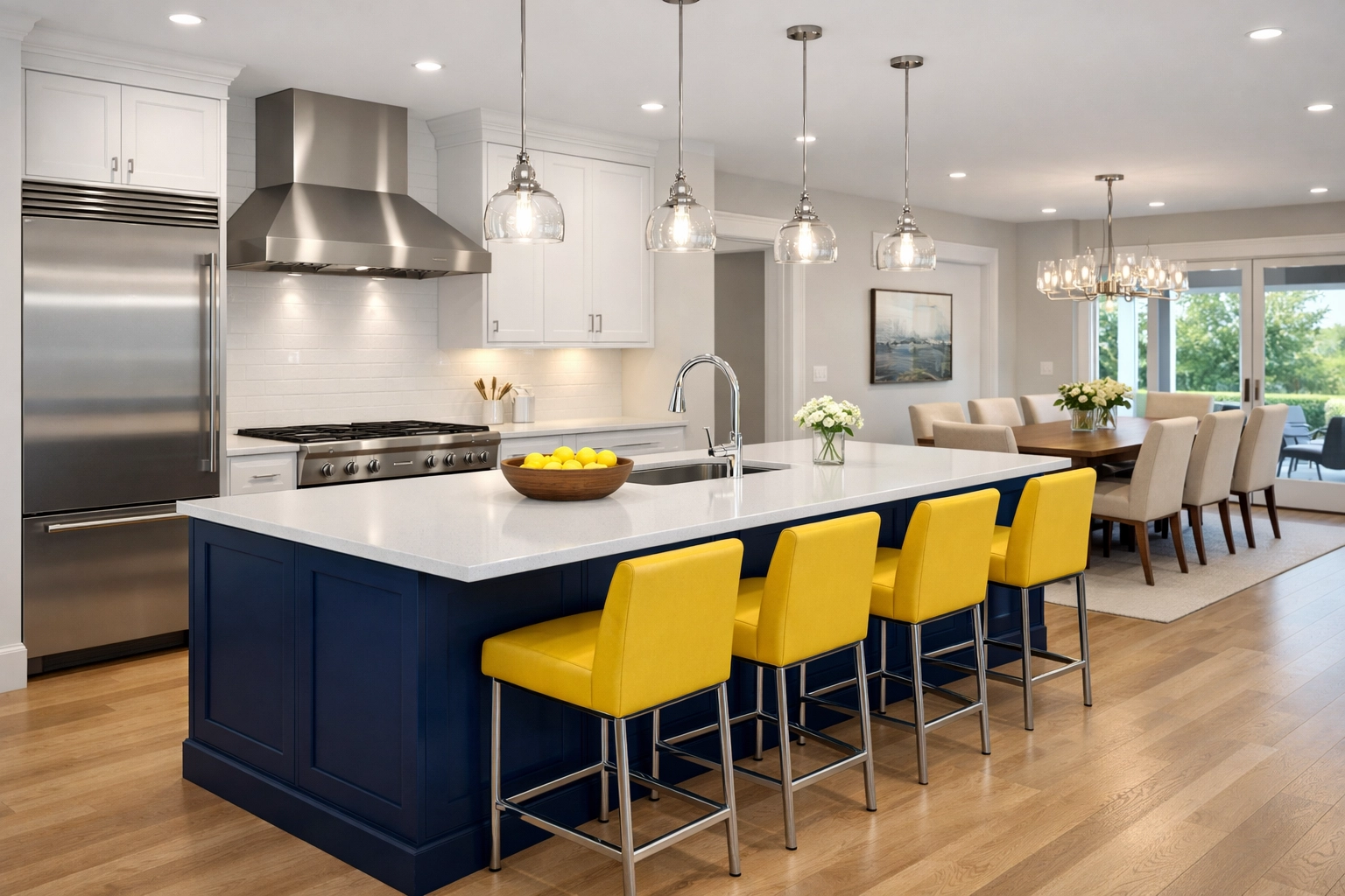 Spotless modern Barnstable kitchen maintained by a reliable weekly house cleaning schedule.