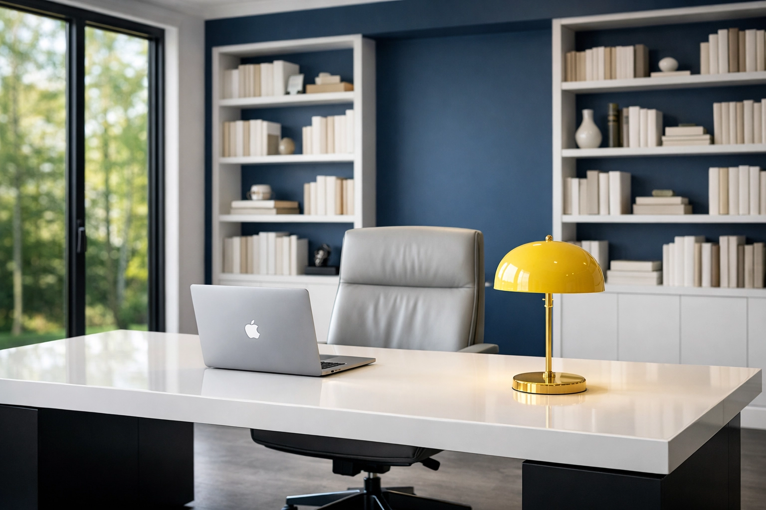 Spotless modern home office in Ashby MA highlighting professional commercial cleaning results.