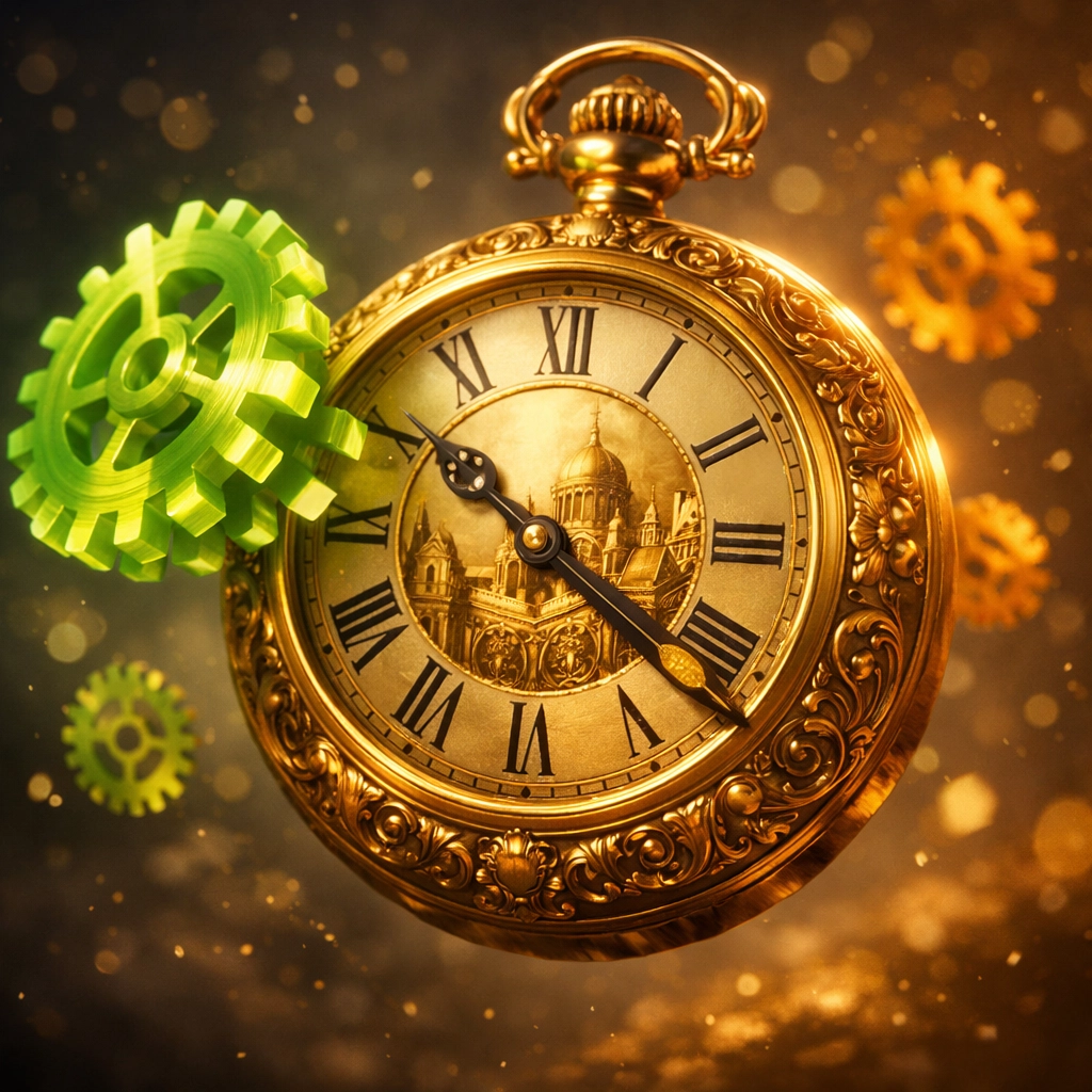 Ornate golden pocket watch representing Vienna