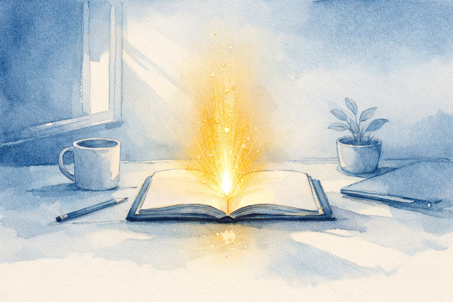 Minimalist desk with a glowing notebook symbolizing leadership trust and focus by Dr. Layne McDonald - www.laynemcdonald.com