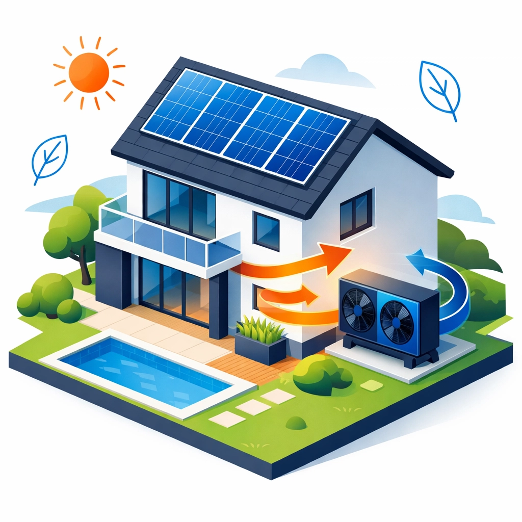 Sustainable Surrey home with air source heat pump and solar panels for carbon-neutral heating