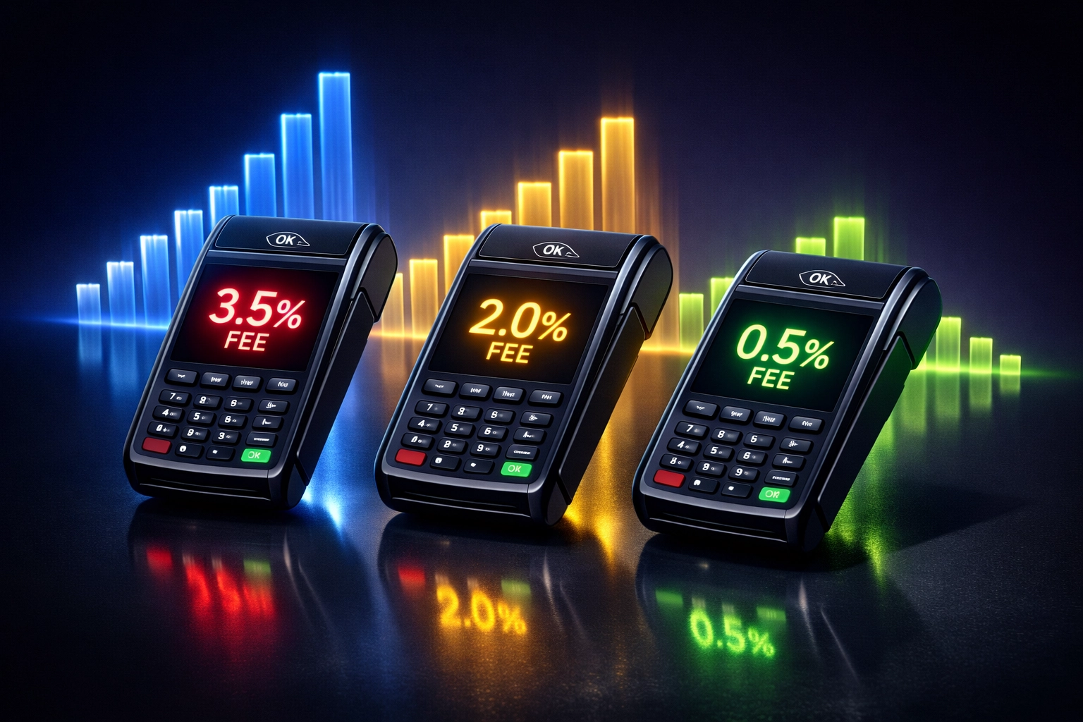 Crypto POS fee comparison showing cost differences between payment processors