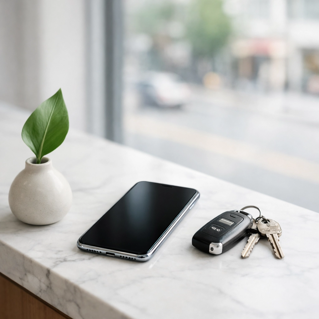 Modern chiropractic clinic reception desk with a smartphone highlighting local SEO and Google Business Profile visibility.