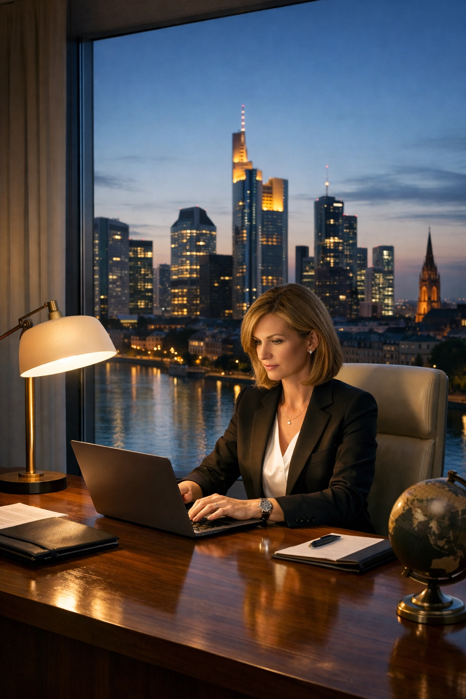 Executive managing global ServiceNow compliance and ESG strategy from a professional European office.