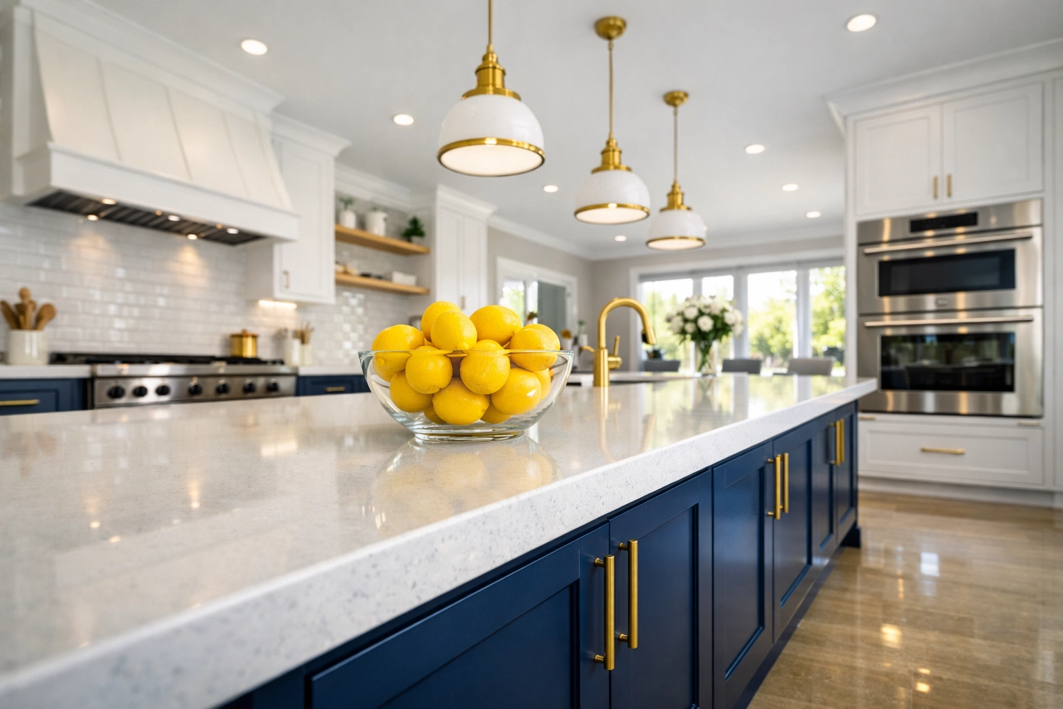 A sparkling clean modern kitchen in a Shrewsbury home, showcasing professional house cleaning results.