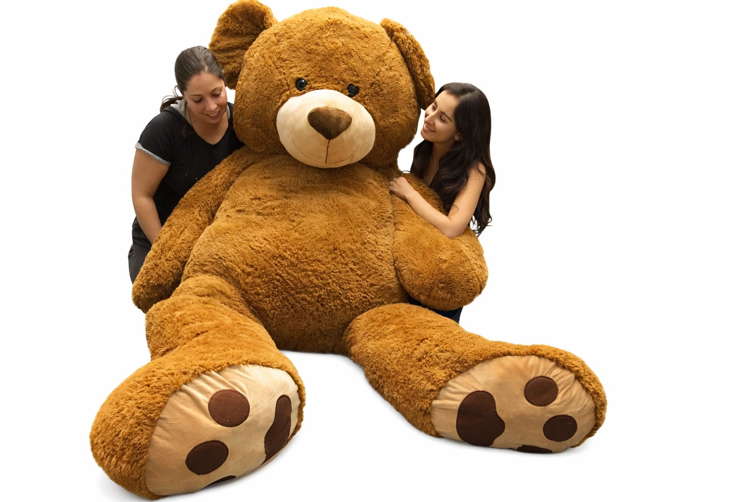 Oversized plush bear in the cabin’s living room