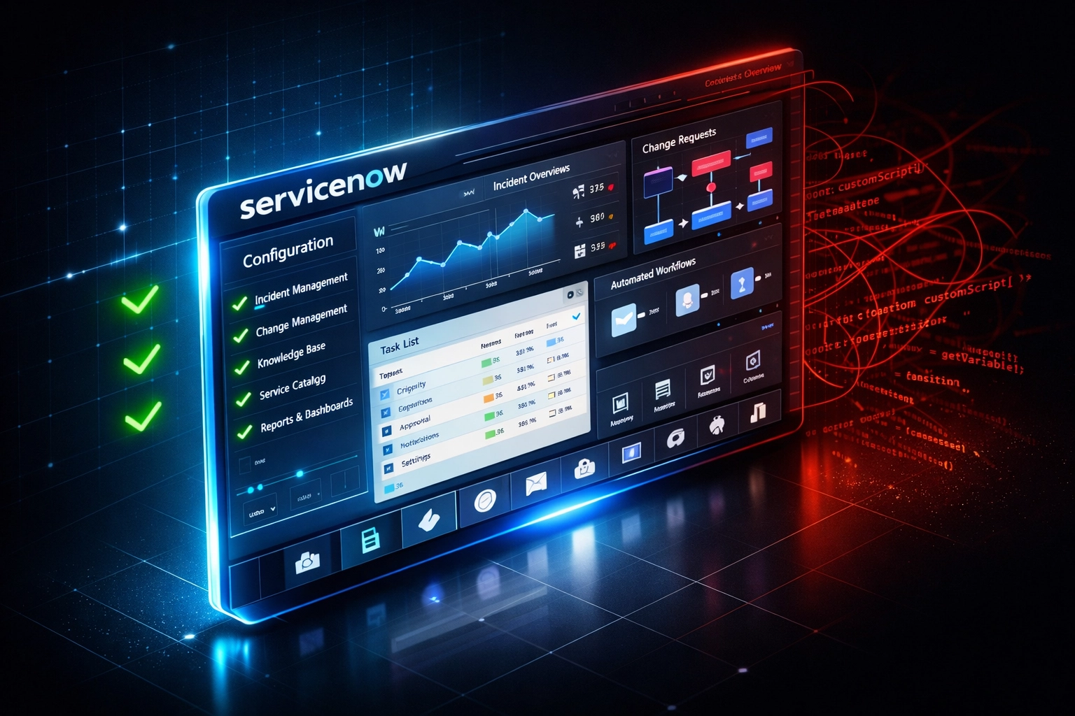ServiceNow native configuration versus custom development code comparison