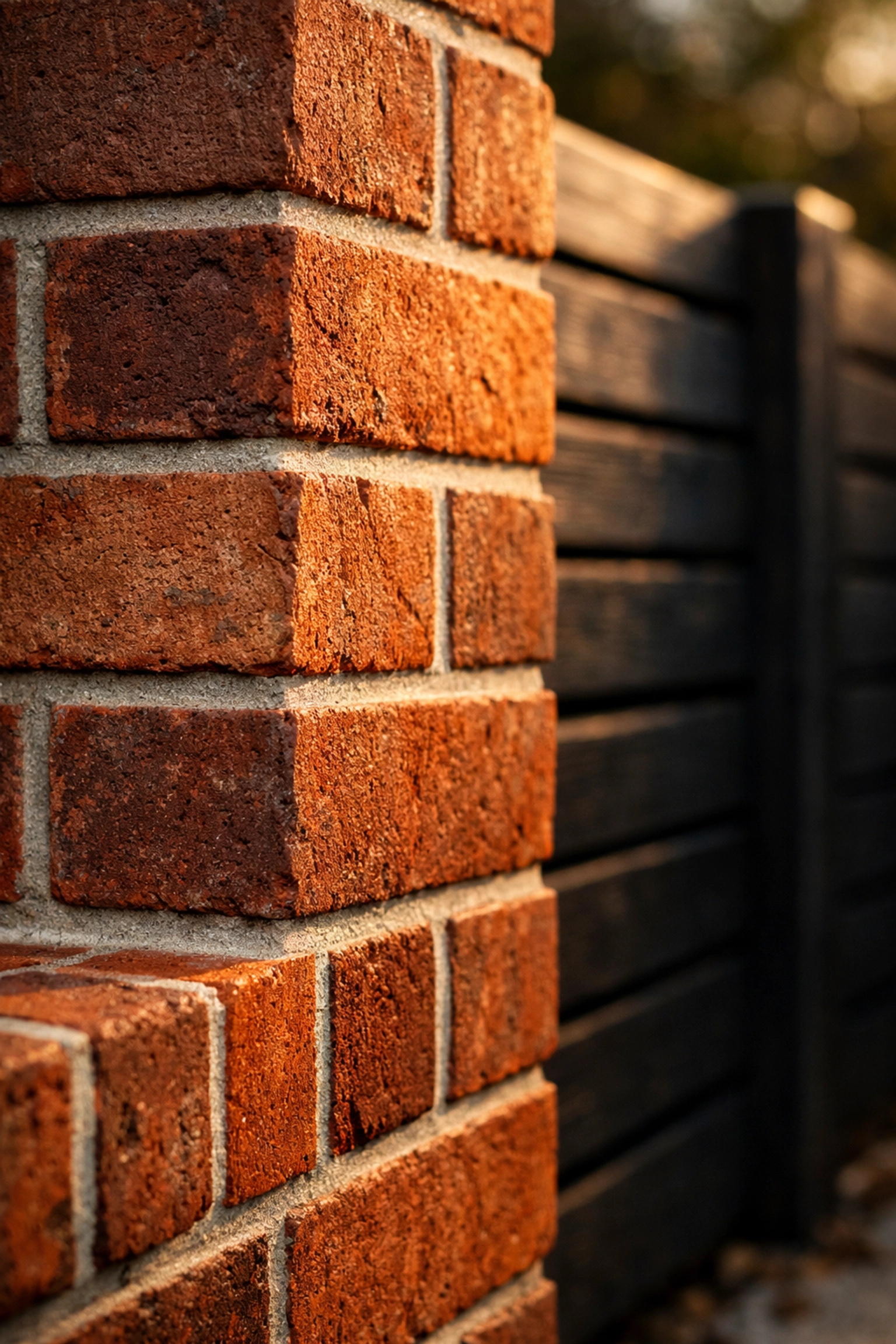 Close-up of high-quality matching brickwork on a property boundary extension in West Sussex.