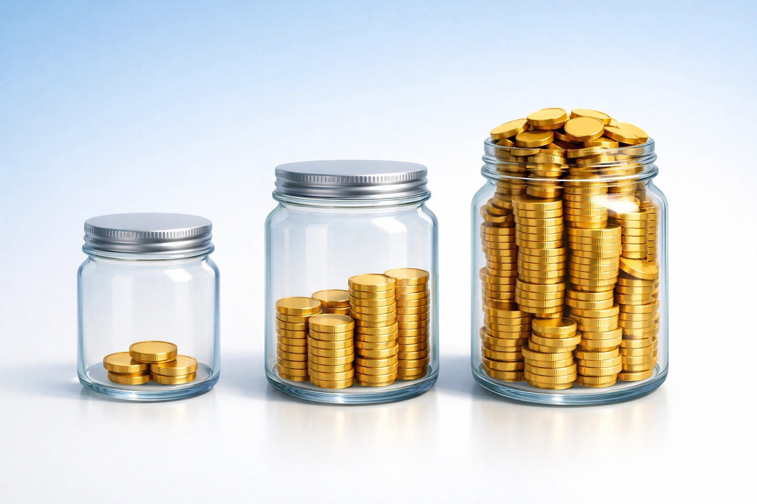 Three jars with increasing amounts of coins showing rising weight loss consultation costs