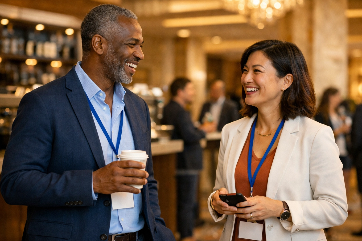 Business event photography showing executives networking at a corporate conference in Las Vegas.