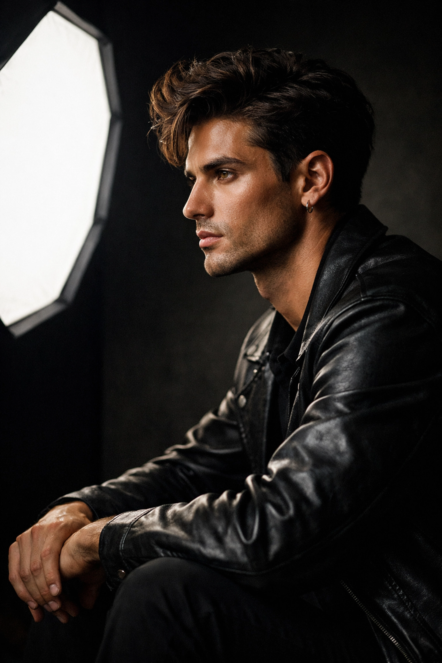 Professional portrait lighting setup demonstrating techniques from expert photography tutorials.