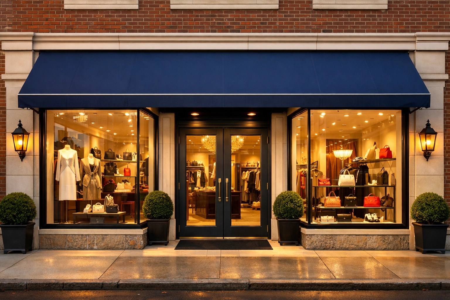 Spotless retail storefront in Milton MA showing clean windows and professional curb appeal.