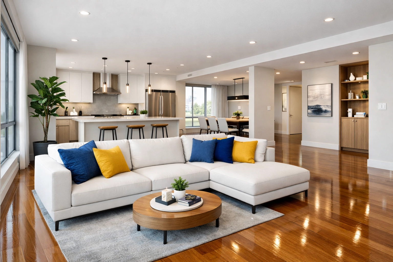 Modern apartment in Leominster with clean floors and organized living space for a healthy home environment.