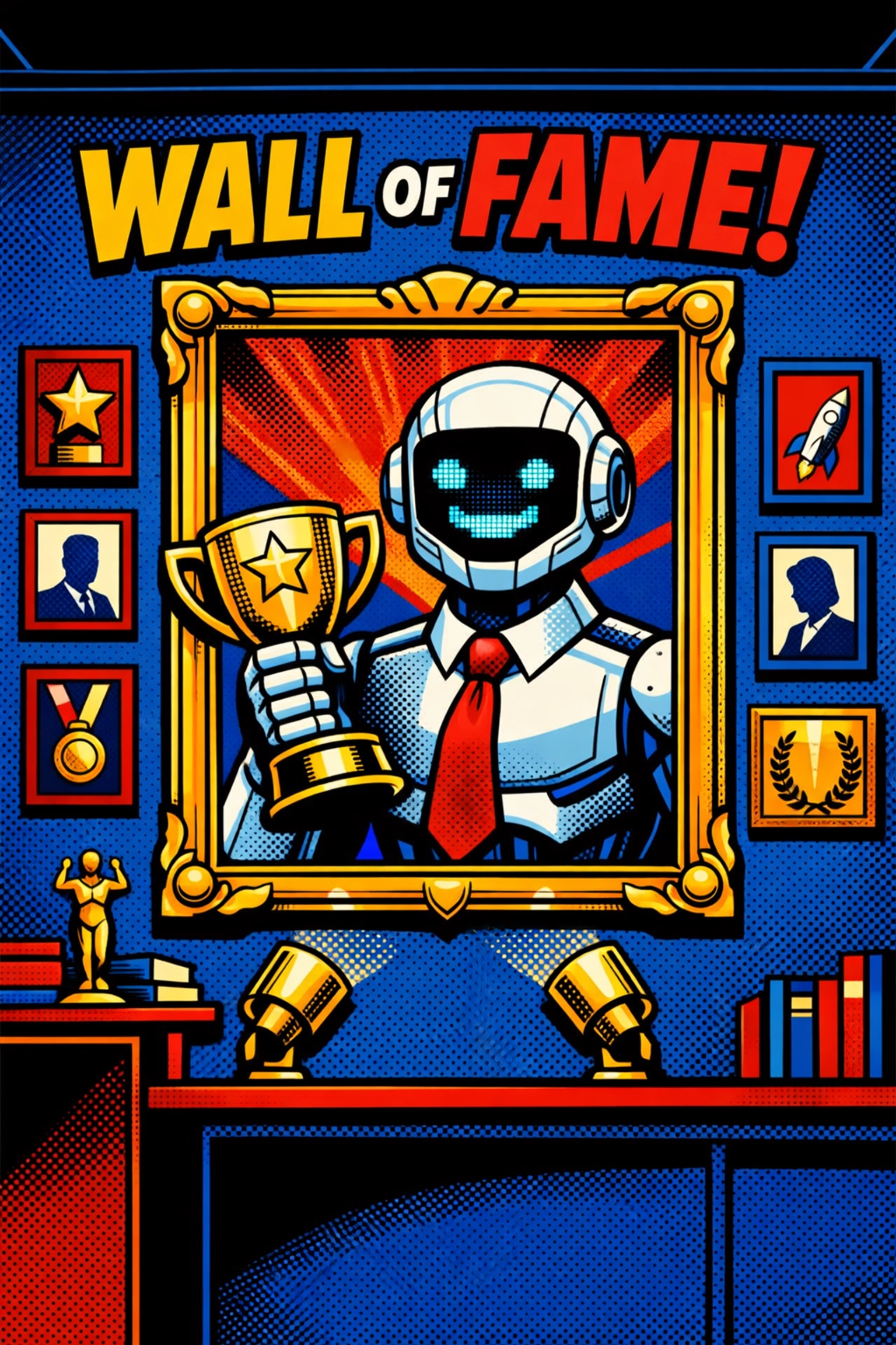 A professional AI assistant celebrated as employee of the month for business automation.