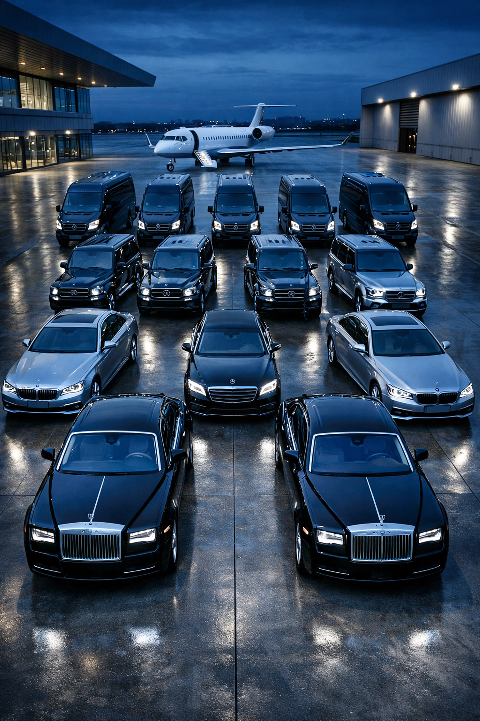 Corporate fleet of luxury vehicles for Super Bowl executive travel management