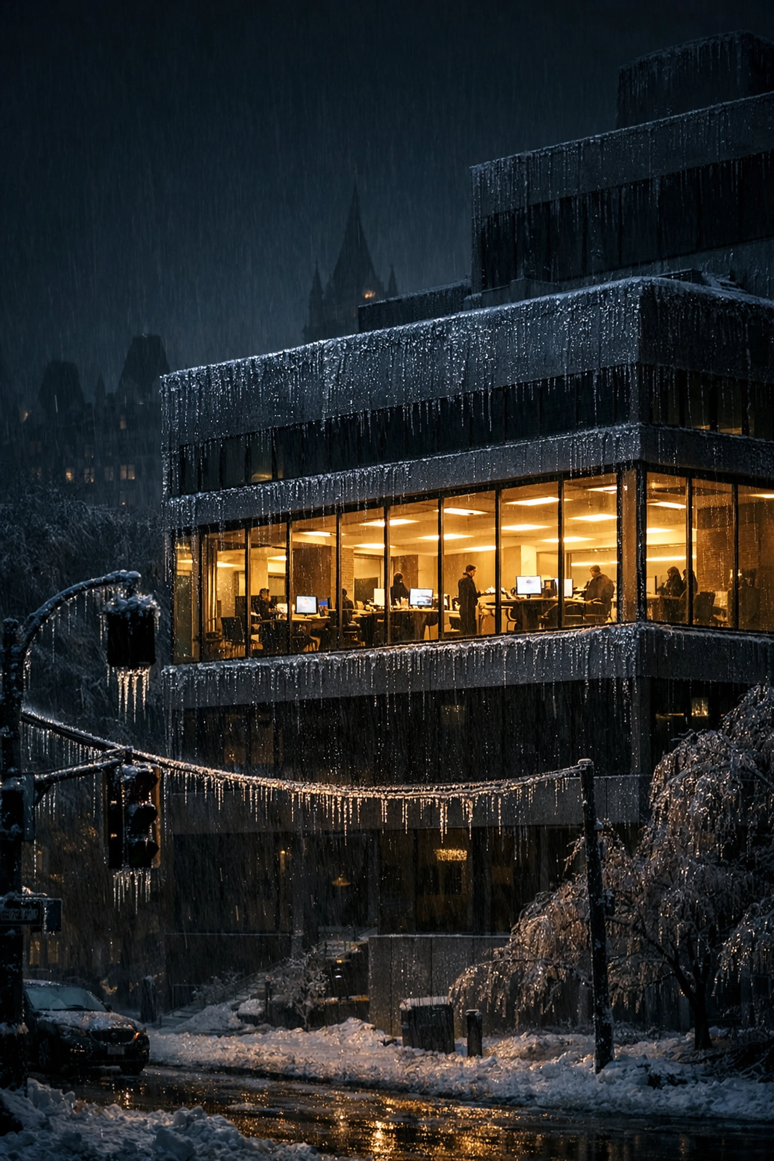 Ottawa business maintaining continuity with backup power during a winter ice storm outage.