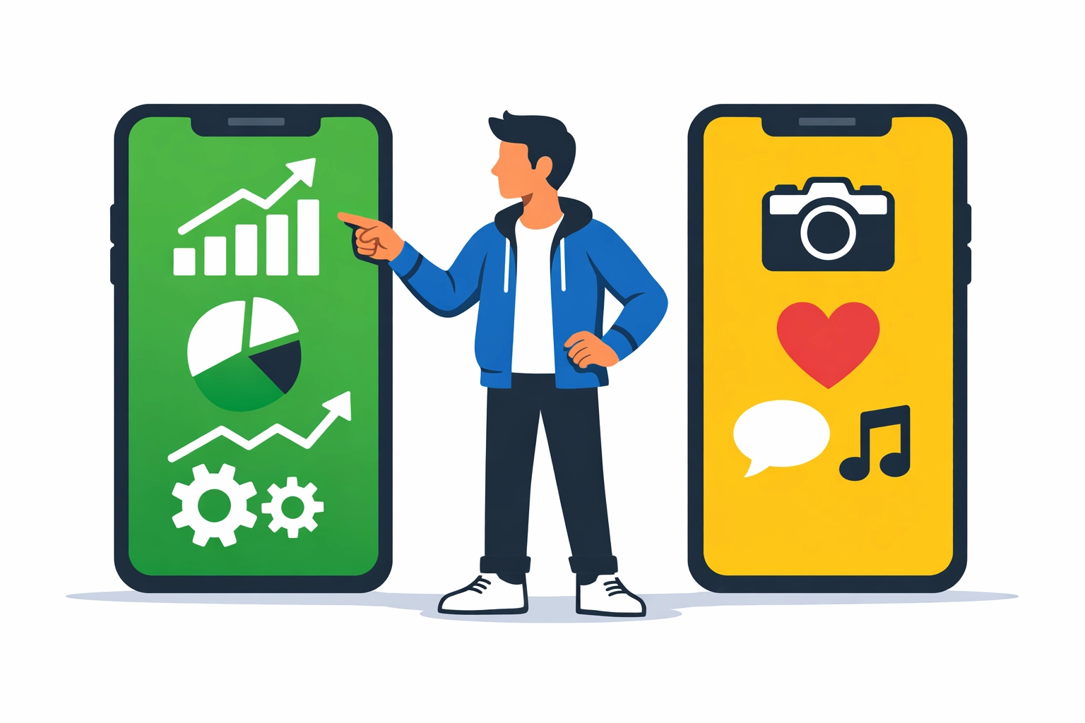 Illustration distinguishing business marketing growth from personal lifestyle expenses for tax compliance.