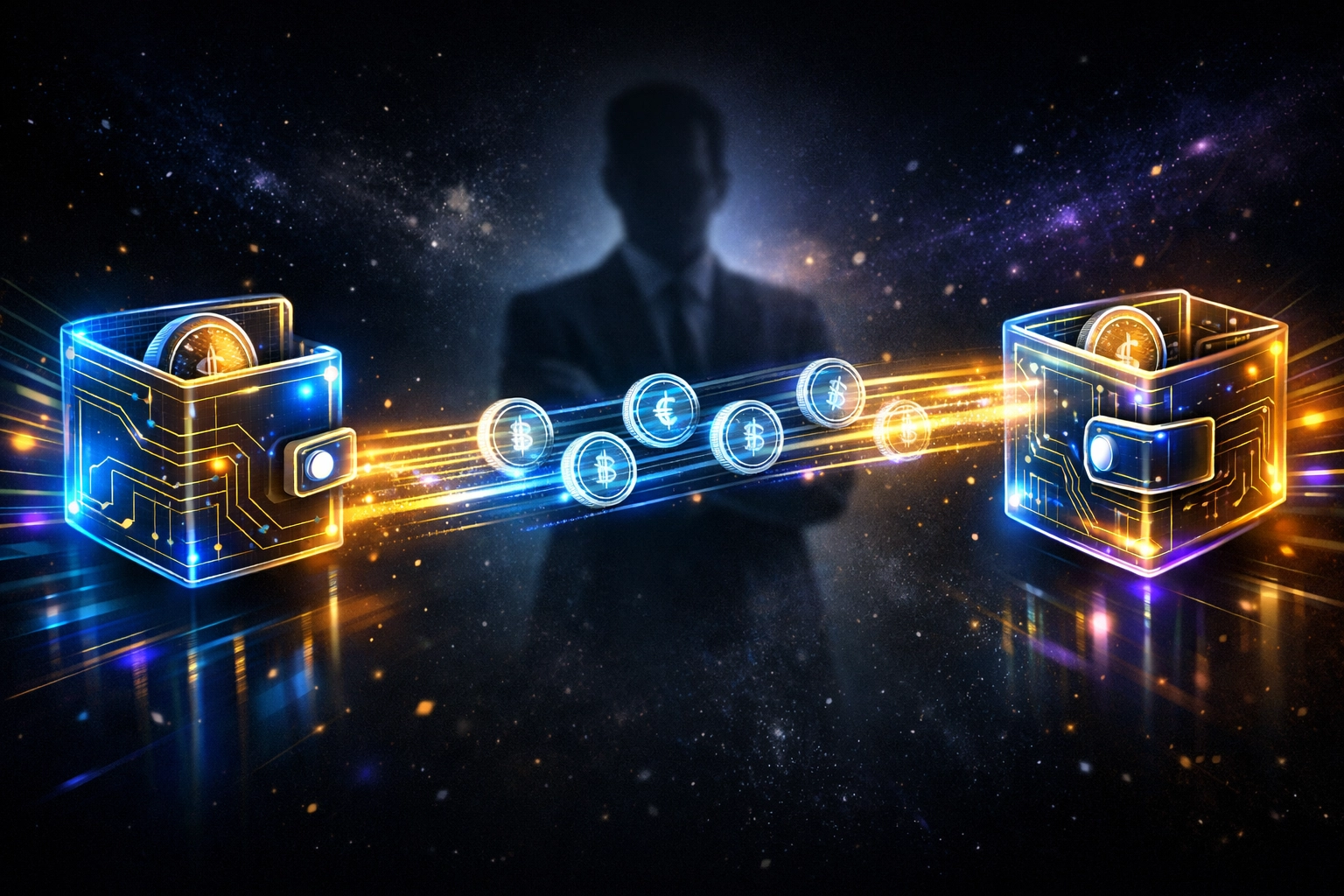 Direct crypto payment transfer between wallets illustrating Larecoin's gas-only fee model for Web3 payments