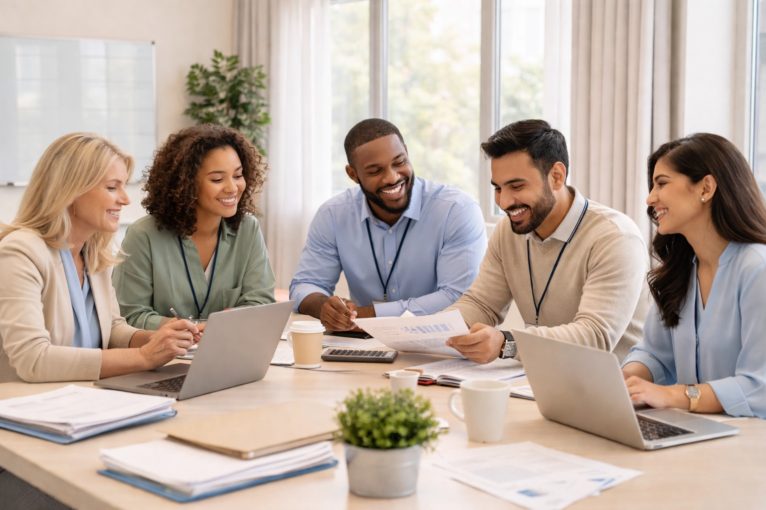 Professional medical billing team collaborating in a modern USA-based office