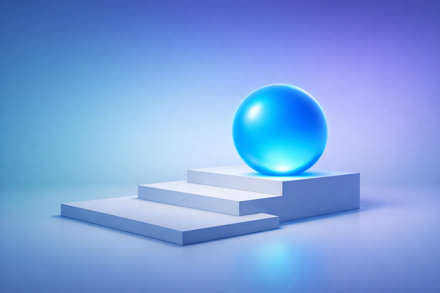 A glowing blue sphere of sustainable energy on platforms representing productivity balance.