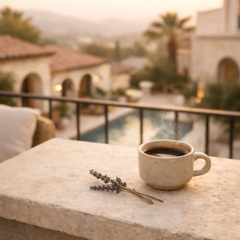 Tranquil guest balcony setting showcasing the benefits of modern hotel guest experience technology.