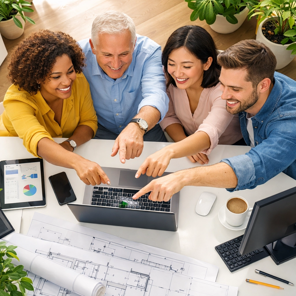 A professional team collaborating with a ServiceNow implementation partner on digital transformation goals.