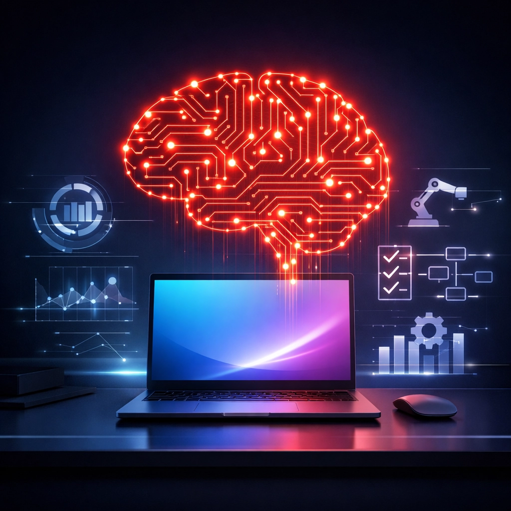 AI-powered business automation interface showing automated workflow transformation for founders
