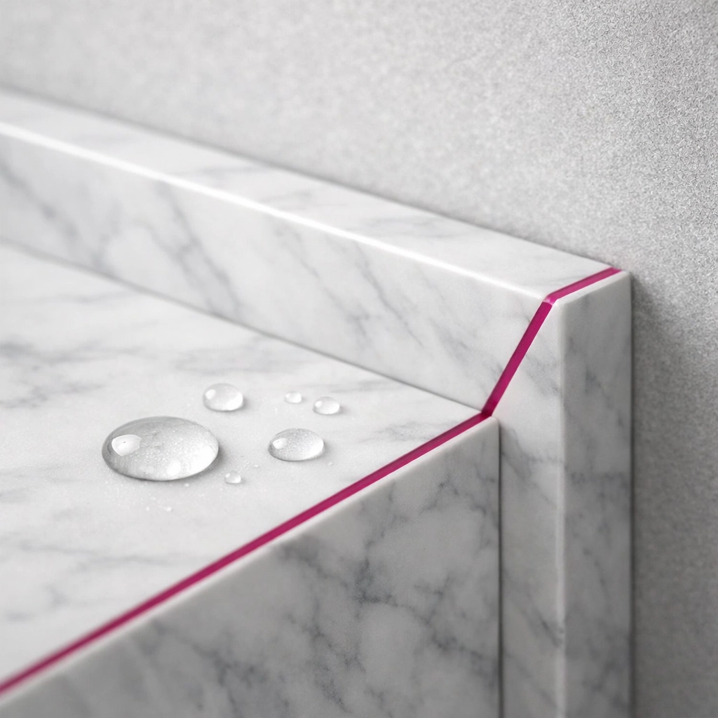 Waterproof marbled recycled plastic panel, showing high-quality sustainable building materials in Australia.