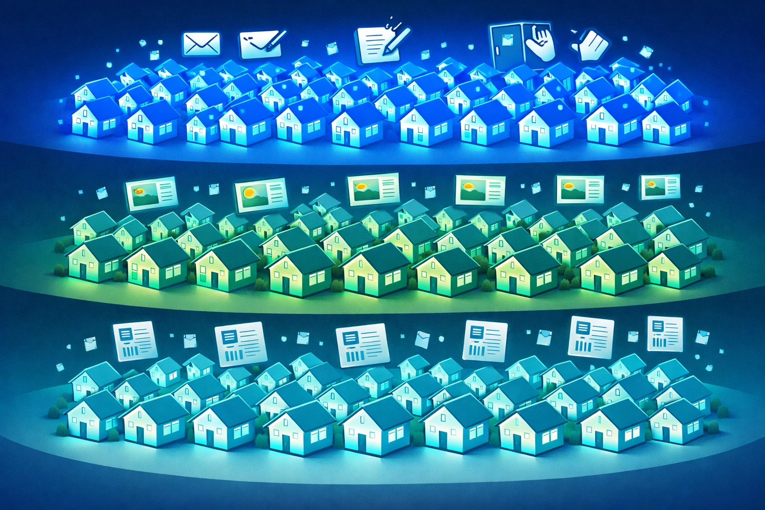 Three-tier micro-farming strategy segmenting 300 homes for targeted real estate marketing