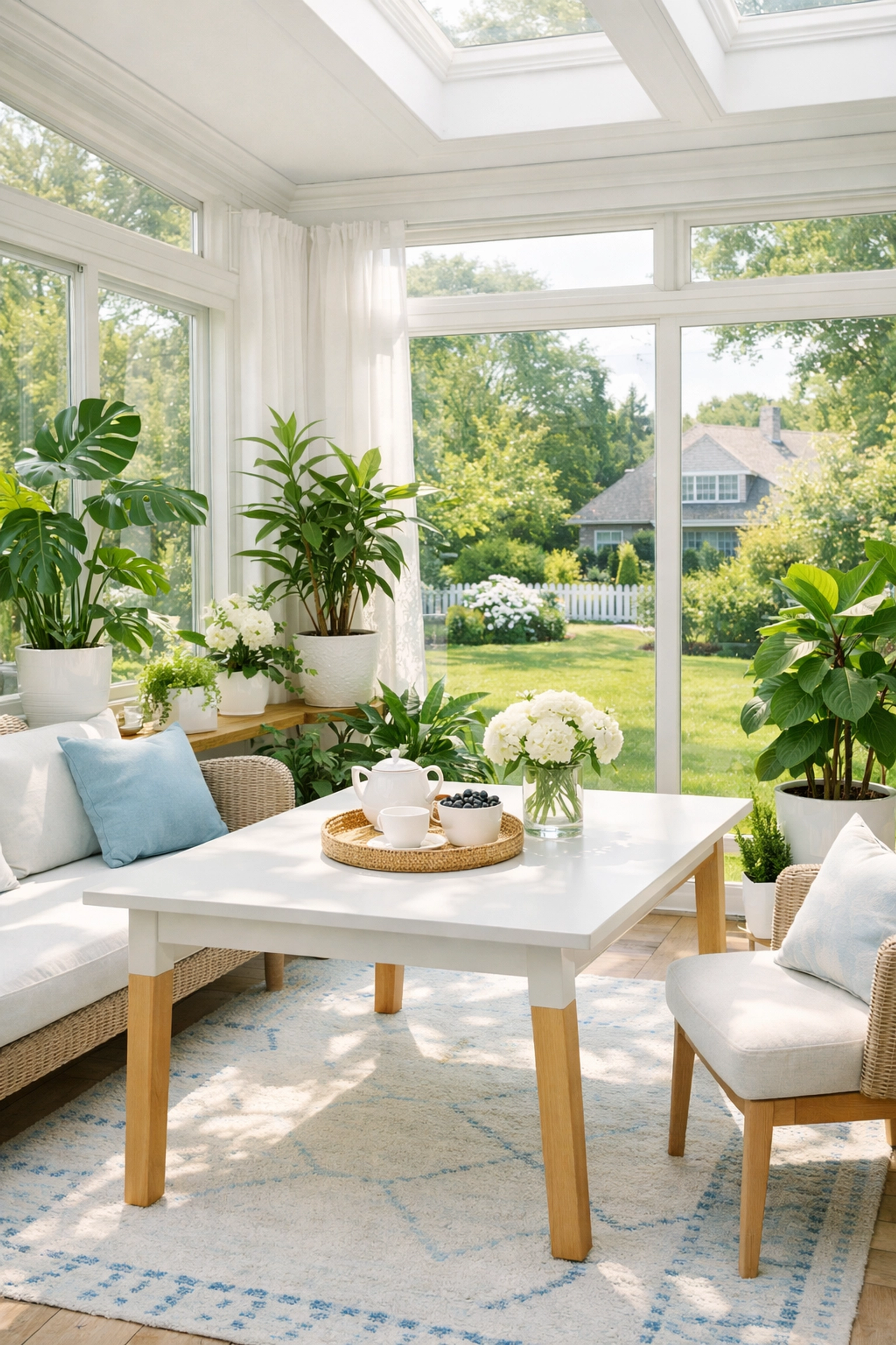 A fresh, healthy sunroom in Reading made possible through eco-friendly weekly house cleaning in Reading.