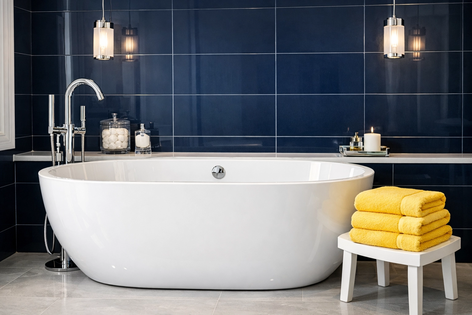Sparkling master bathroom with polished chrome fixtures from a professional house cleaning in Wellesley, MA.