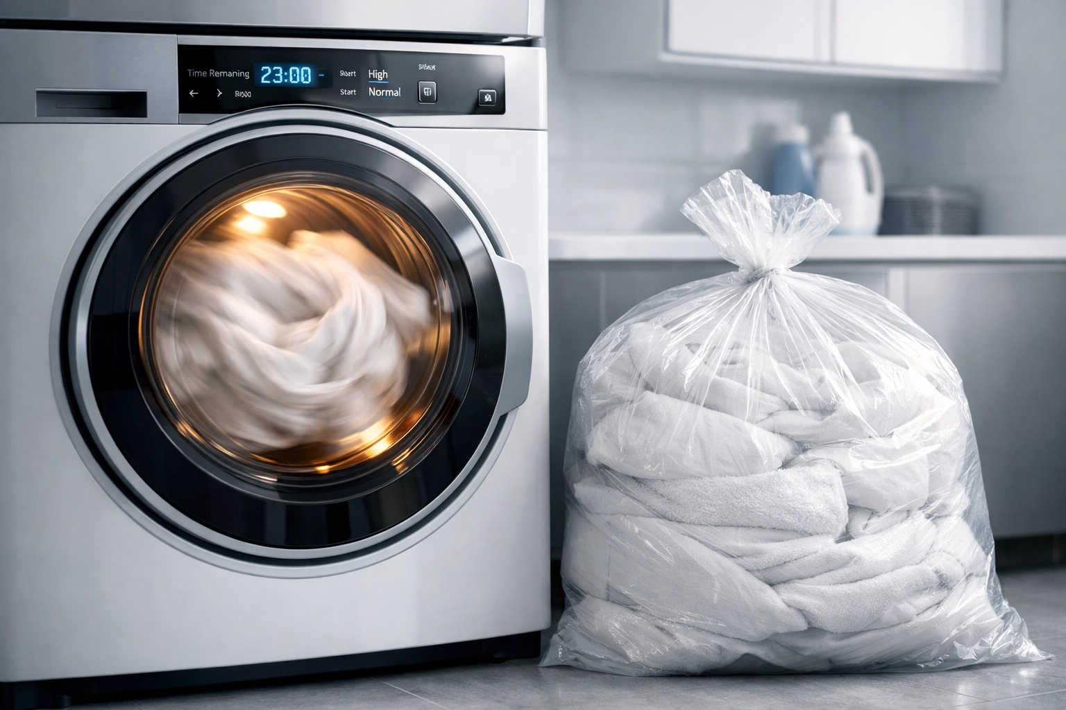 High-heat dryer and sealed laundry bags used to kill bed bugs and their eggs.