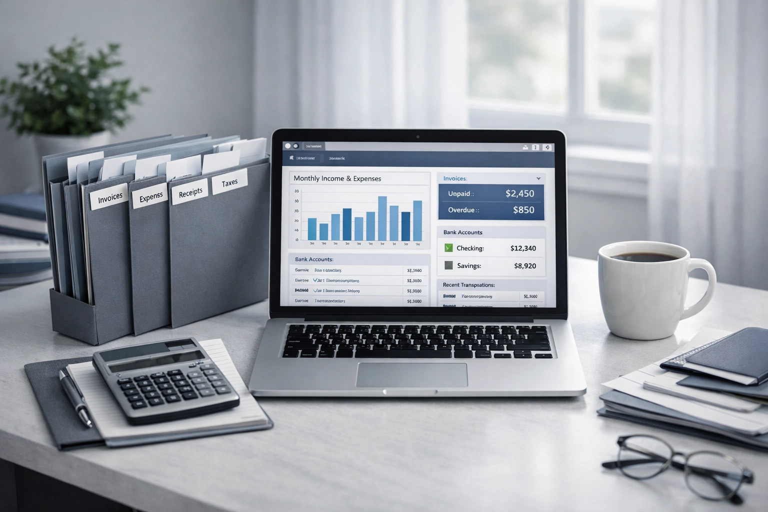 Organized financial records and accounting files prepared to sell a small business