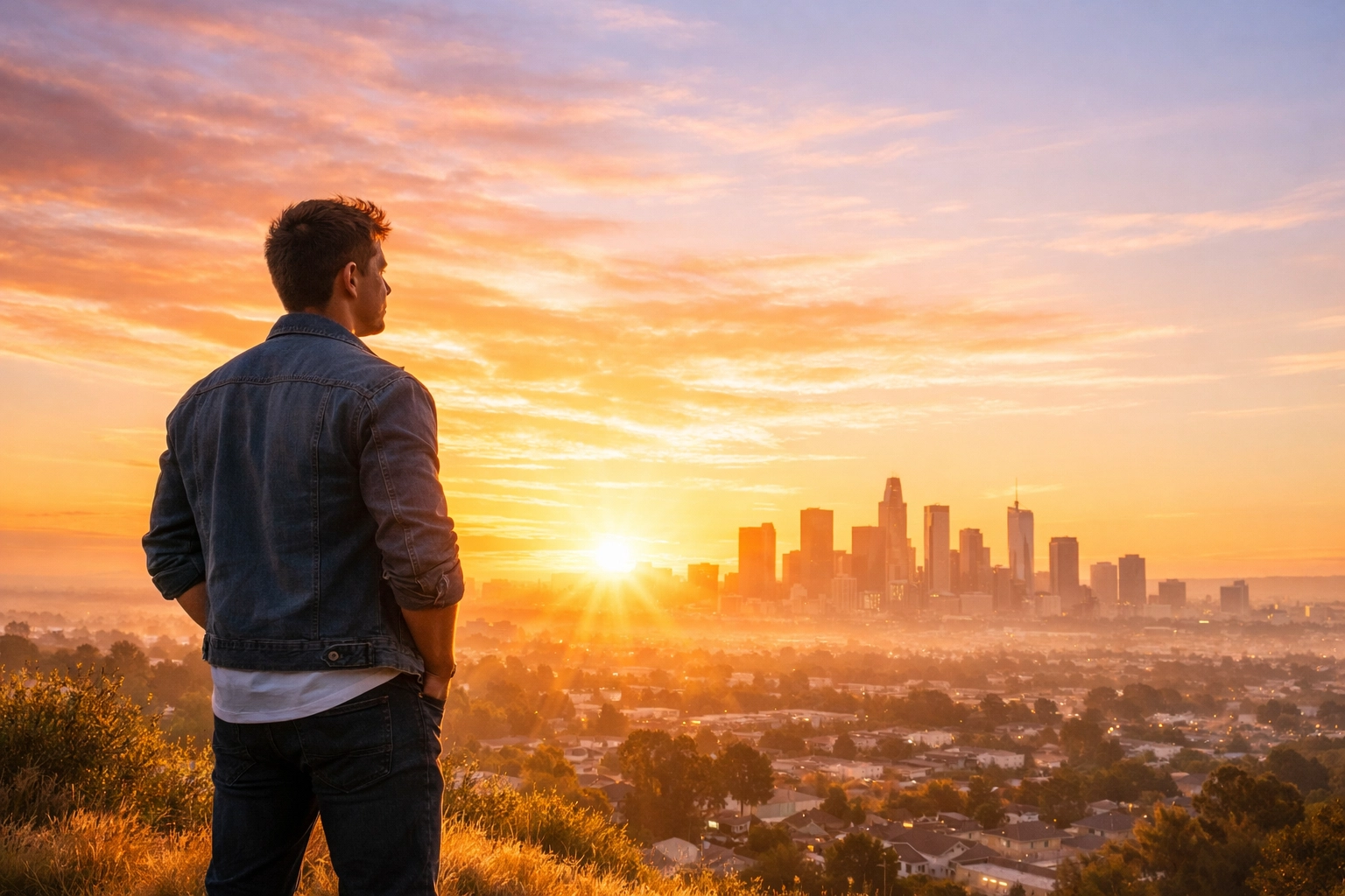 A man at sunrise representing the Holy Spirit power and strength found at Boundless Online Church.