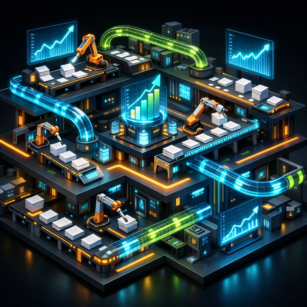 Automated workflow system with AI agents processing multi-step business operations