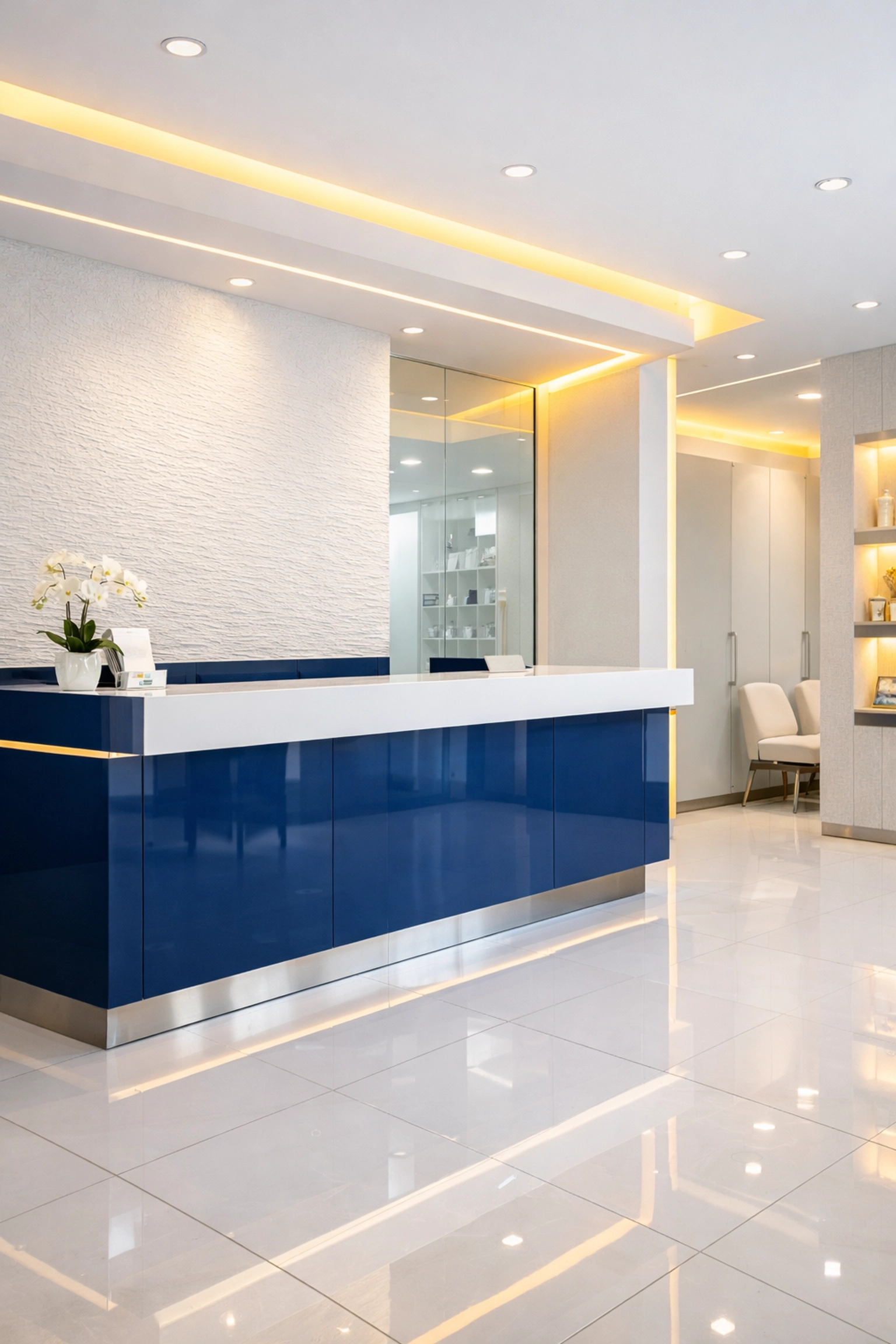 Professionally cleaned and sanitized medical office reception area in Sudbury, MA.