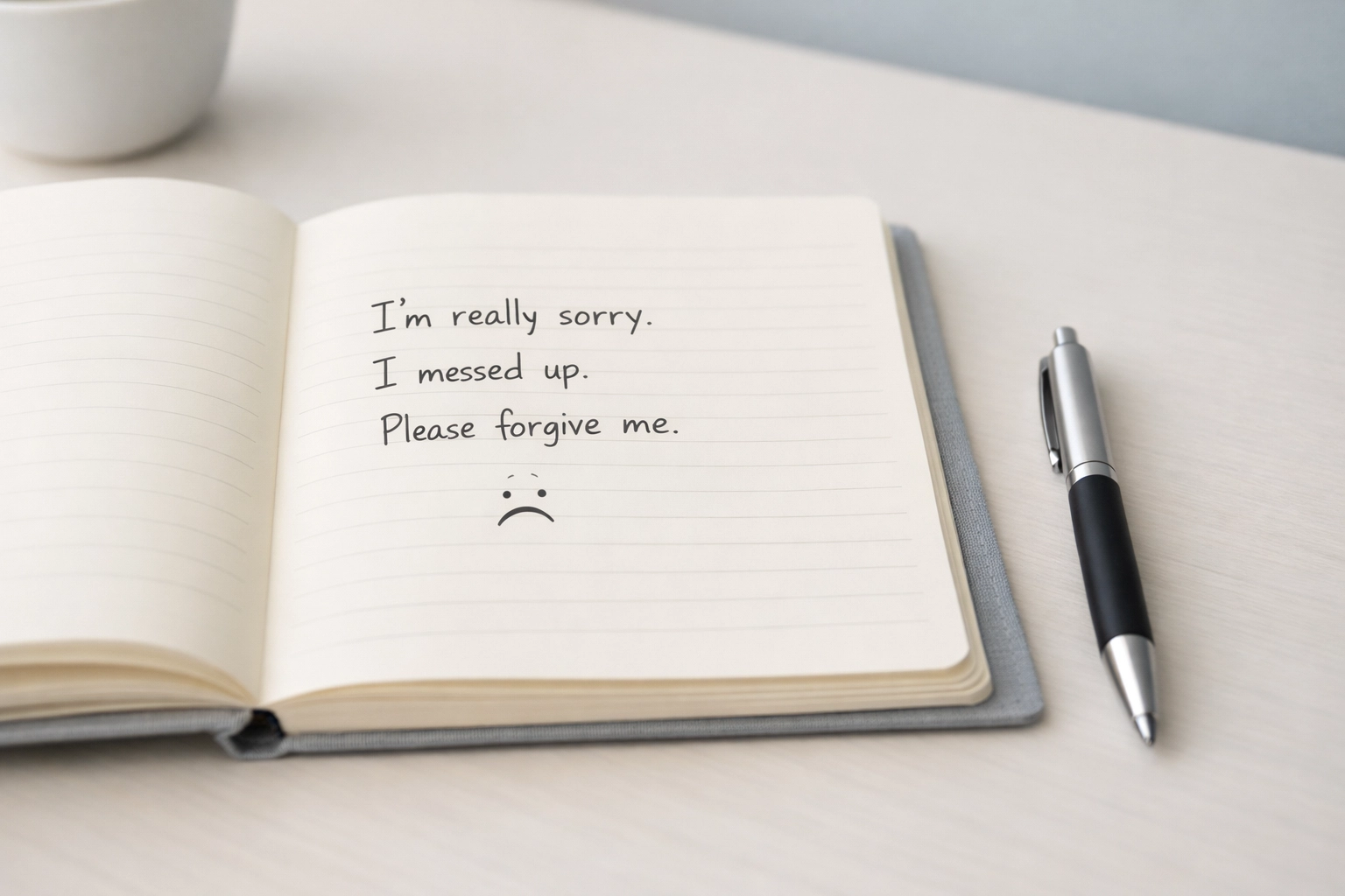 Handwritten apology note showing professional accountability to customers