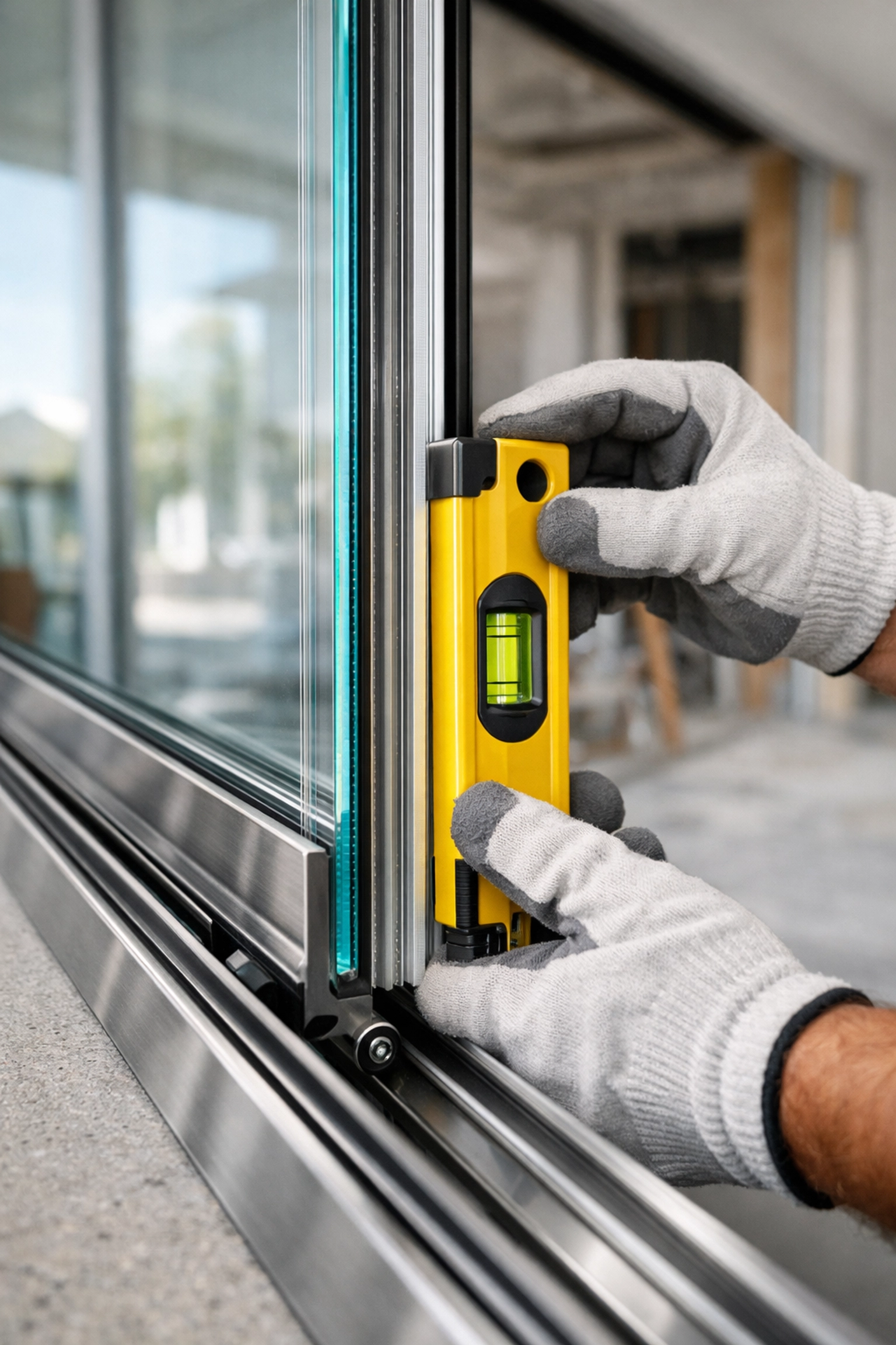 Professional installation of impact-rated sliding glass doors in a Southwest Florida home.