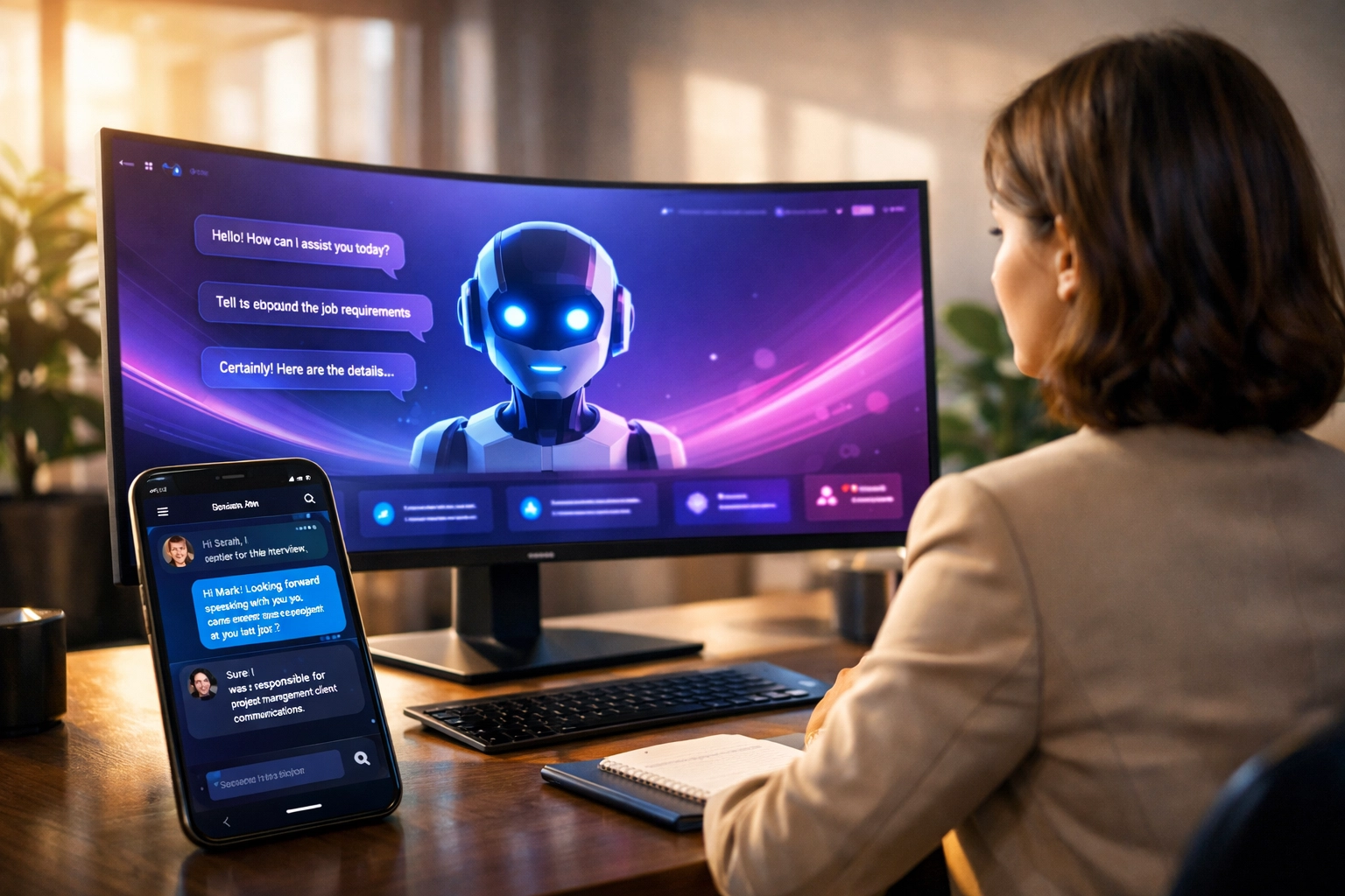 HR-Mitarbeiter nutzt KI Chatbot für automatisiertes Bewerbermanagement