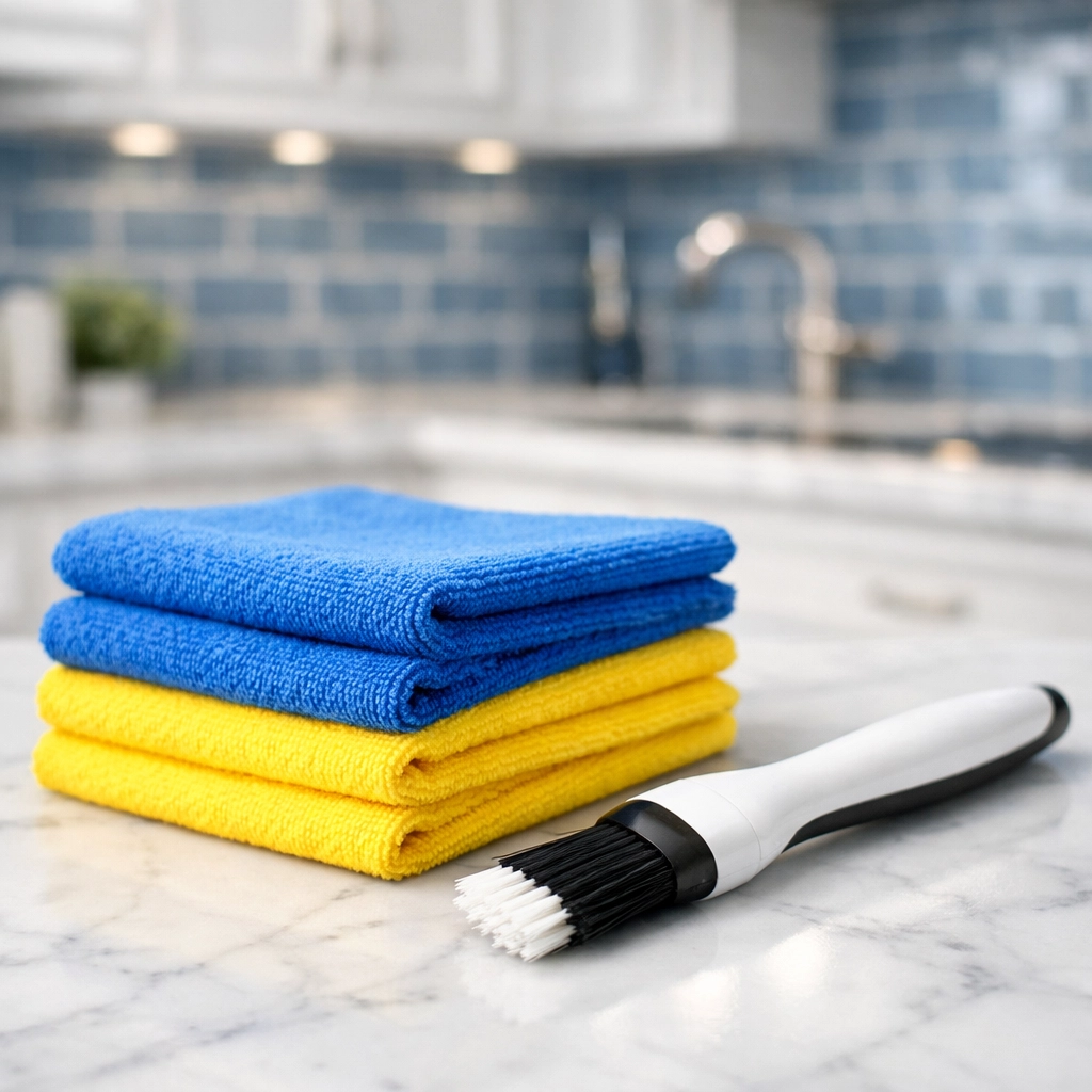 High-quality tools used by professional cleaners for a detailed deep cleaning in a luxury home.