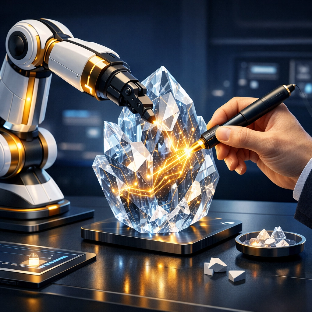 Human and AI collaboration illustrating the process of refining and editing high-quality content.