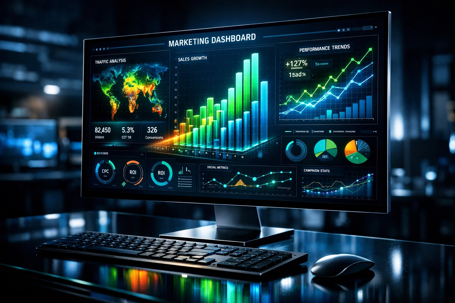 Digital marketing dashboard showing real-time engagement analytics and data for Super Bowl 2026 advertising campaigns.
