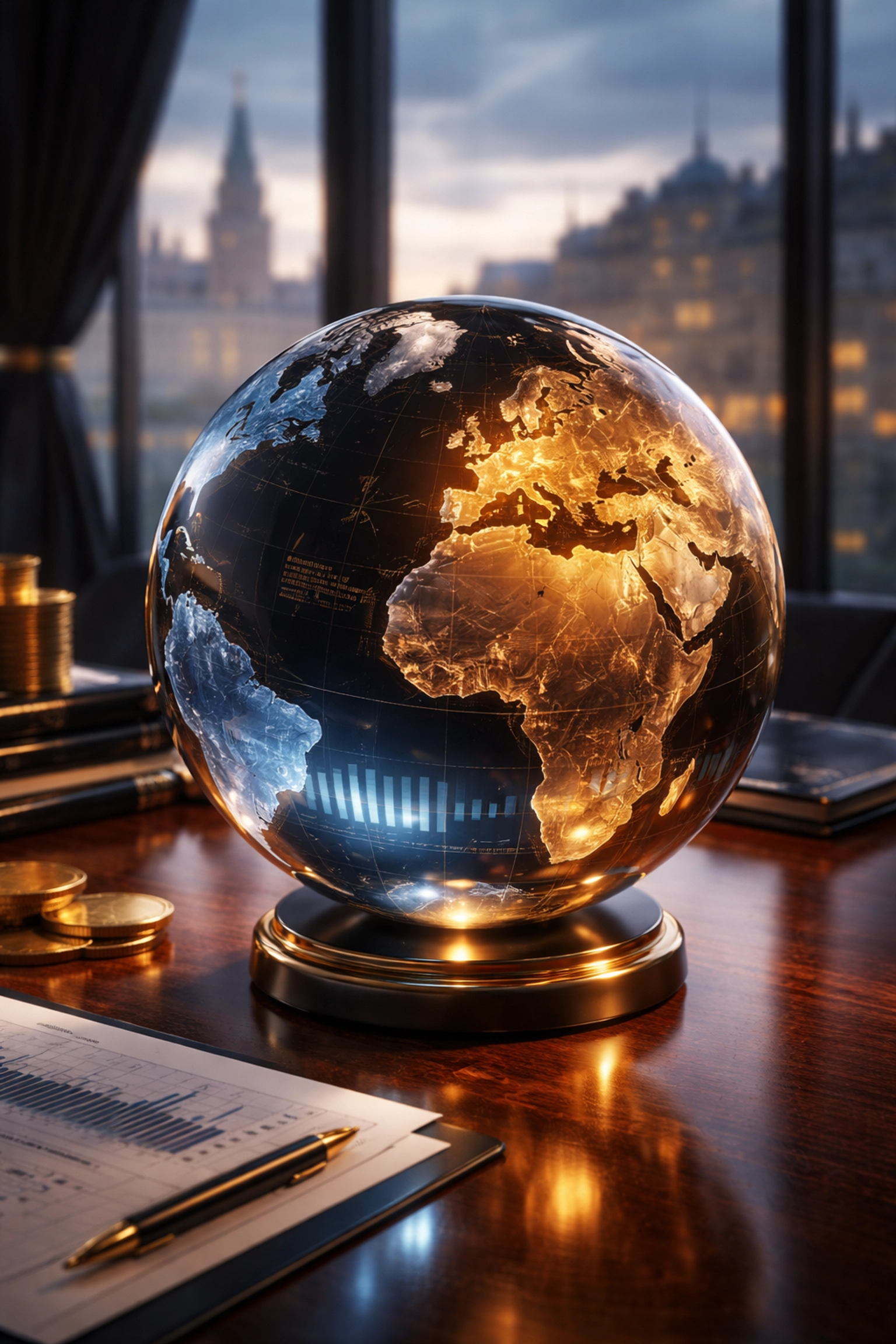 Illuminated globe highlighting Europe and North America symbolizes global private equity diversification opportunities in 2026.