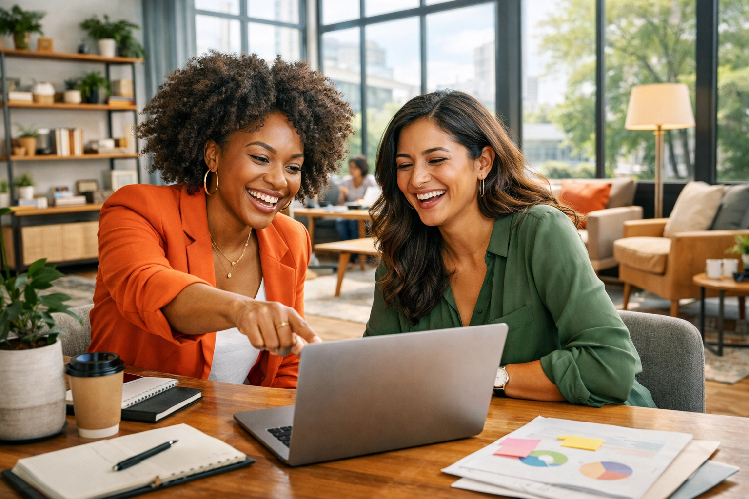 Women entrepreneurs collaborating on a marketing strategy and business roadmap for sustainable growth.